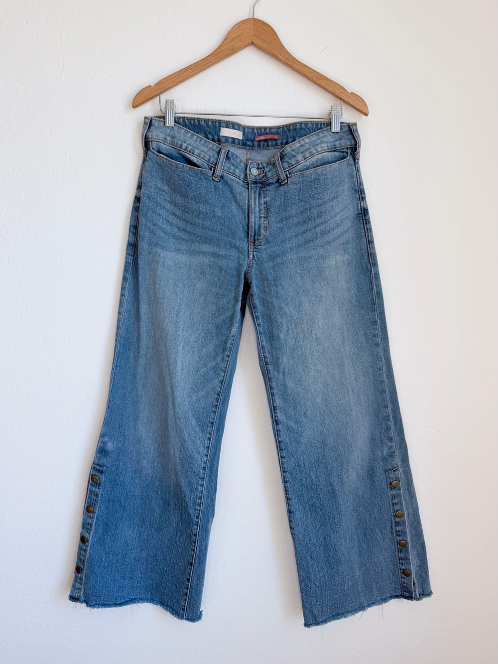 Pilcro Light Blue Wide-Leg Jeans with Side Snap Hem